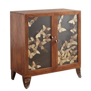 Wood and Iron Golden Butterfly Cabinet