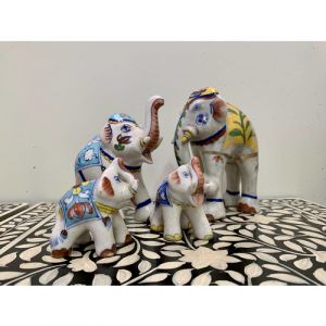 Ceramic Elephant Family Set of 4