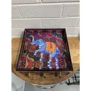 Wooden Elephant Tray with Drawers-Elephant