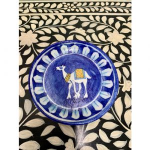 Animal Colour Ceramic Wall Plate (White Camel on Blue)