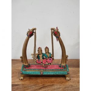 Brass Stone Fitted Radha Krishna Swing