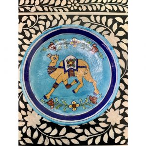 Animal Colour Ceramic Wall Plate (Camel on Light Blue)