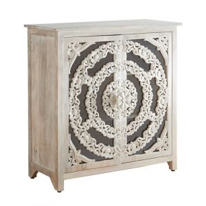 White Wooden Glass Cabinet