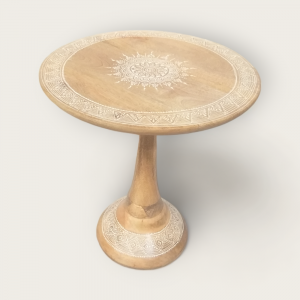 White Henna Wooden Round Table (Assorted Sizes)