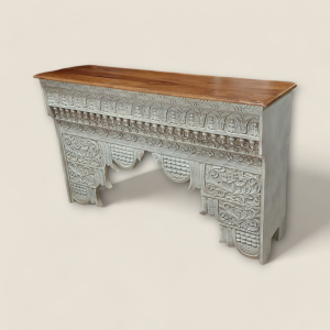Wooden Carving Console with Natural Top Finish
