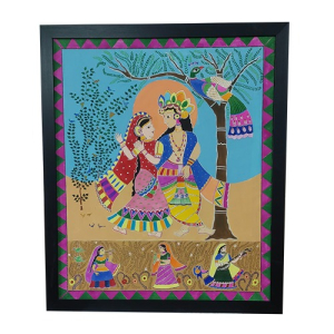 Madhubani Painting Radha Krishna Dancing