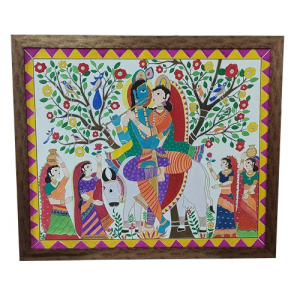 Madhubani Painting Lord Krishna in Gwala Roop