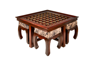 Wooden Coffee Table with Four Stools-OPM-DRM