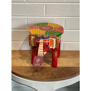 Multicolour 8 Inch Elephant Wooden Stool