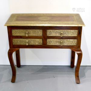 Brass Fitted 4 Drawer Console Table
