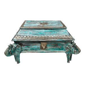 Wooden Elephant Box with Brass Fitting