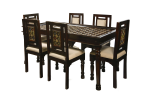 Brass Fitted Dining Table with 6 Chairs