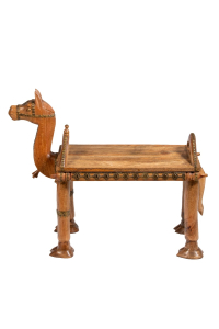 Natural Wood Brass Fitted Camel Bench