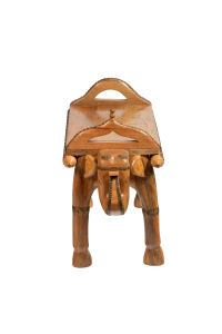 Natural Wood Brass Fitted Elephant Bench