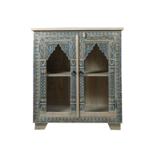Blue Arch 2 Door Carved Cabinet