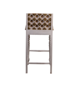 White Washed Brass Fitted Bar Stool