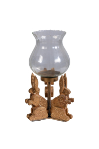 Wooden Designer Glass Hurricane Candle Holder
