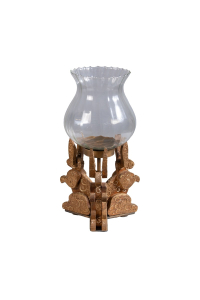 Wooden Designer Glass Hurricane Candle Holder