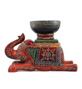 Decor Elephant with Wooden Bowl