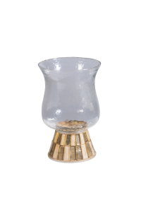 Beaded Base Glass Hurricane Candle Holder