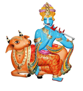 Krishna and Kamdhenu Wall Decor