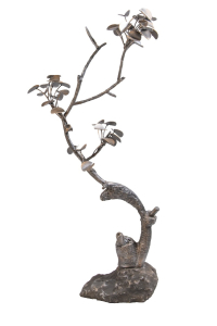 Iron Bonsai Sculpture with stone base 