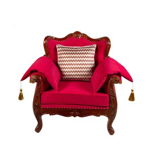 Red Royal Carved Single Armchair