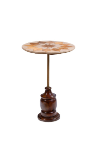 Flower Inlay Table with Wooden Base