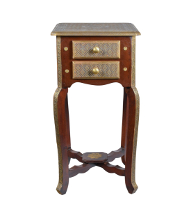 Brass Fitted Wooden Planter with 2 Drawers