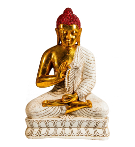 Resin Budha White And Brass Finish