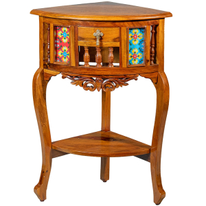 Tile Fitted Wooden Corner Accent Stand