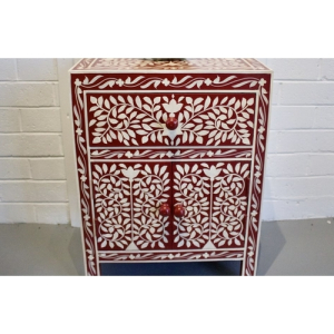 Red Hand Painted Bedside