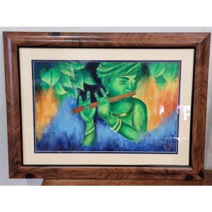 Krishna Hand Painting (Framed)