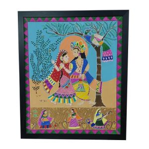 Madhubani Painting Radha Krishna Dancing