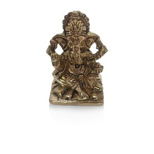 Brass Ganesha Square Base (3 Inch)