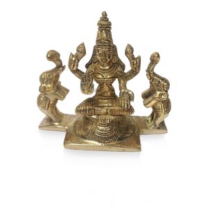 Brass Laxmi with Elephants Rectangle Base