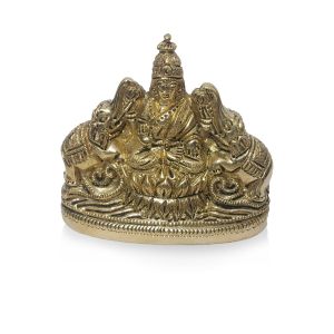Brass Laxmi with Elephant Round Base