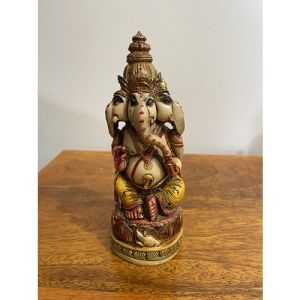 6" Resin 3 Face Ganesha (Assorted Colours)