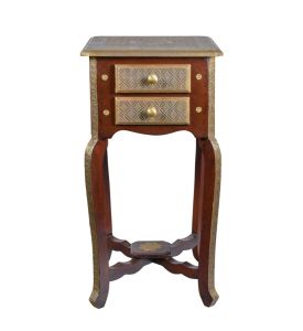 Brass Fitted Wooden Planter with 2 Drawers