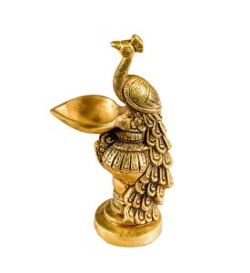 7 inch Brass Peacock Deepak