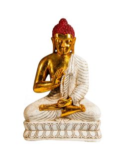 Resin Budha White And Brass Finish