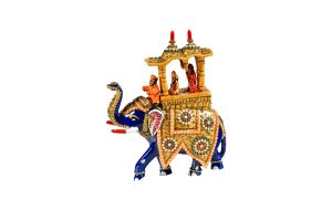 Painted Elephant with Stonework