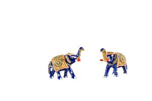 Hand Painted Elephant Pair with Stonework MT-1041-3"MT-1041-3"