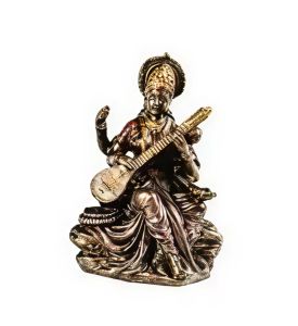 Resin Lotus Saraswati Copper Finish