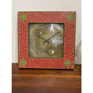 Wooden Square Hand Painted Clock