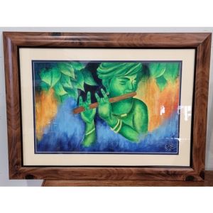 Krishna Hand Painting (Framed)