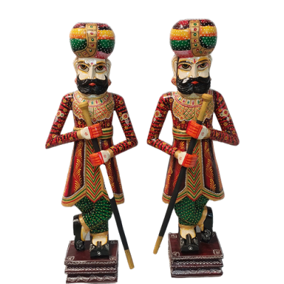 Wooden Chowkidar Set of 2 (Assorted Sizes)-36