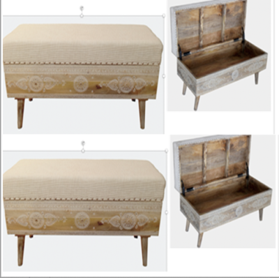 Wooden Painted Box with Cushion Seat