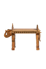 Natural Wood Brass Fitted Elephant Bench