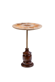 Flower Inlay Table with Wooden Base